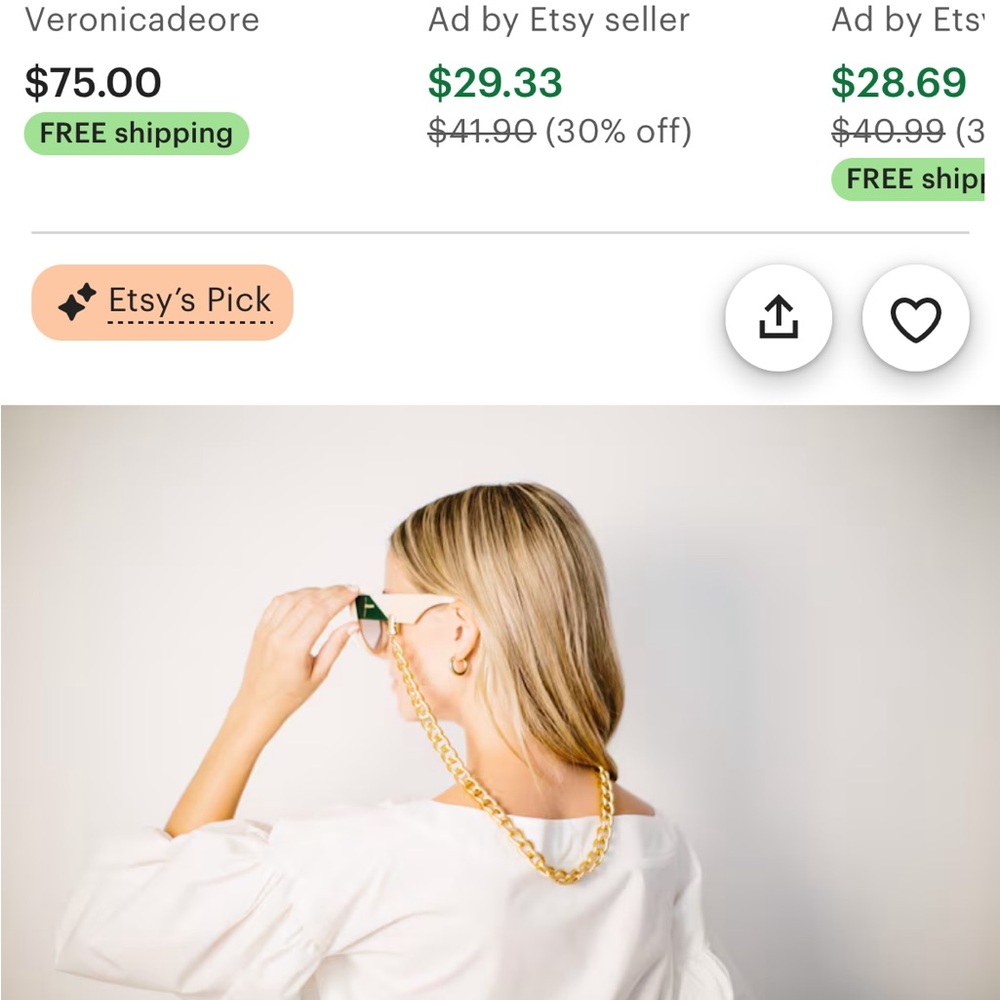 Gold Rope Sunglasses Chain - Picture 4 of 5